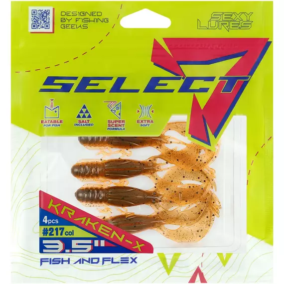 Силікон Select Kraken-X SE 3.5" #217 (4шт/уп), Довжина силікону: 3.5" (8.89 см), Колір силікону: 217, фото , изображение 2